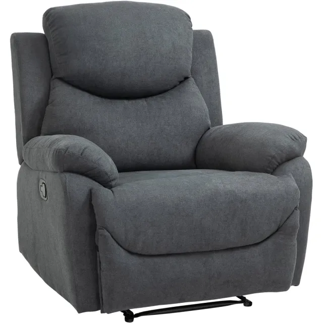 Homona Relaxfauteuil - Rugleuning verstelbaar tot 150° - Met armleuningen - Polyester met linnenlook - 93 x 88 x 102 cm - Donkergrijs