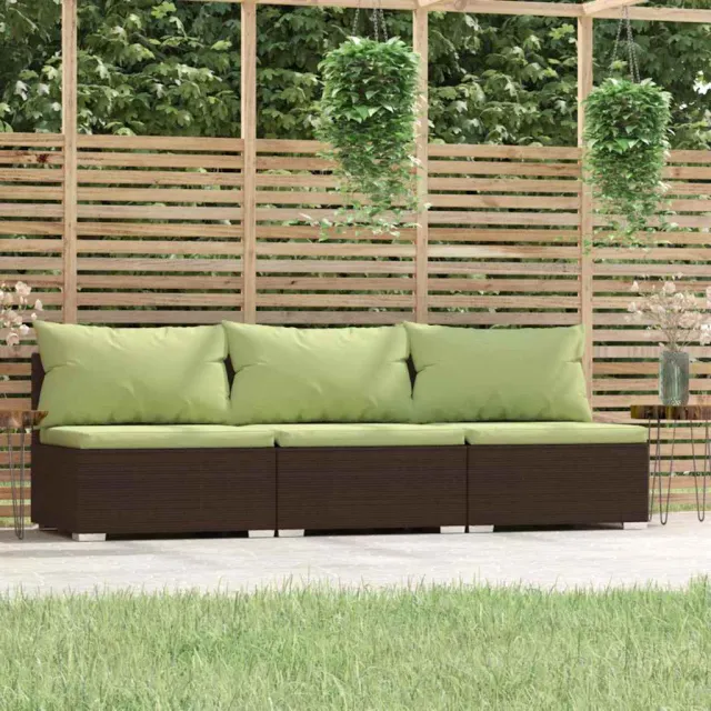 vidaXL Bank 3-zits met kussens poly rattan bruin, foto 2