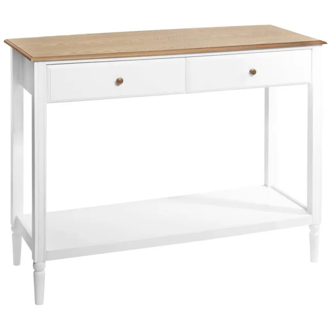 Atmosphera Créateur d'intérieur® Console met 2 lades en houten plank en essenhout SOLEN Blanc