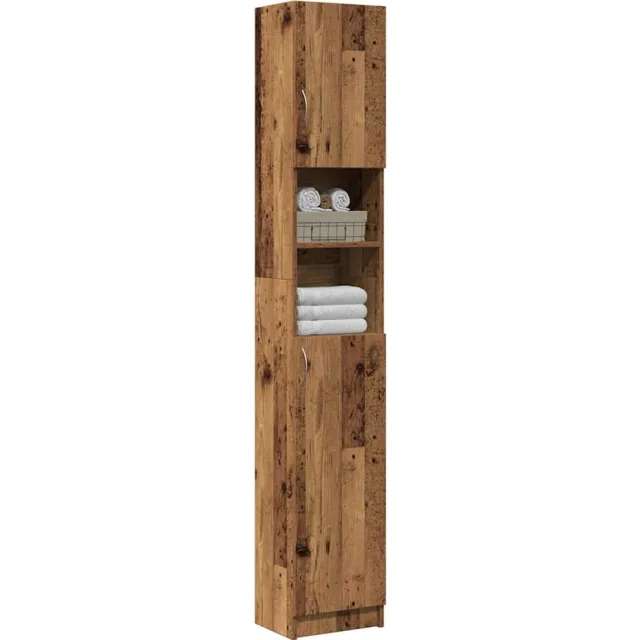 vidaXL Badkamerkast 32x25,5x190 cm bewerkt hout oud houtkleurig Bruin