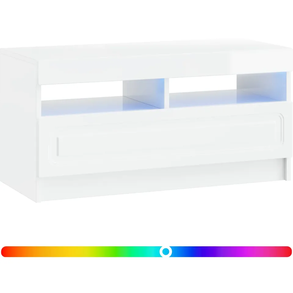 vidaXL LED tv-meubel Hoogglans Wit Bewerkt hout, foto 2