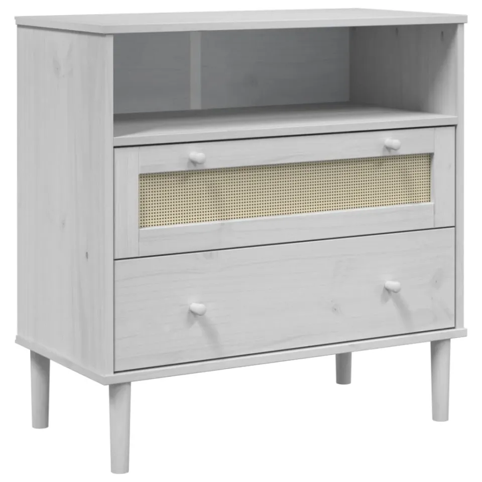 vidaXL Dressoir SENJA rattan-look 80x40x80 cm massief grenenhout wit, foto 3