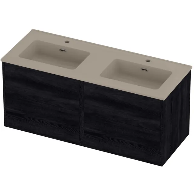 Proline Tribute Badmeubelset Porselein Elegant Symmetrisch 120x46x54 cm Mat Crème Cotton Black Oak Eiken