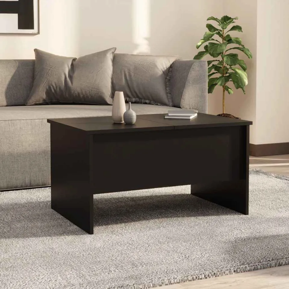 vidaXL Salontafel 80x50x42,5 cm bewerkt hout zwart, foto 3