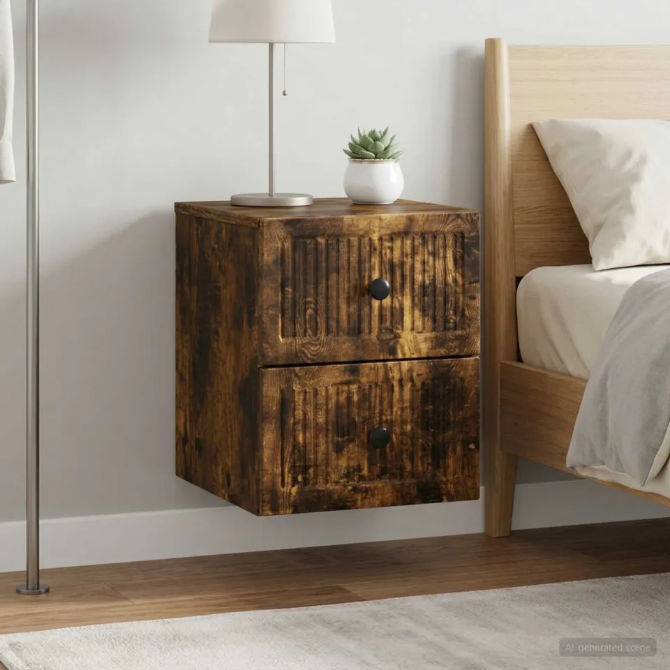 vidaXL Wandbeugel Bedkast 2 st Gerookt eiken 33 x 34,5 x 40 cm, foto 4