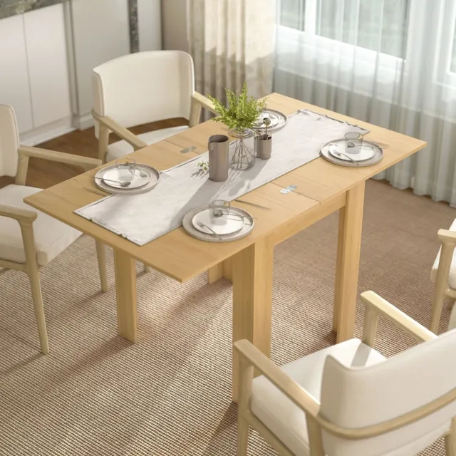 MODENUIT Uitschuifbare Eettafel - Voor 4-6 Personen - Voor Keuken En Eetkamer - Hout - 140 x 80 cm - Naturel Natural Wood