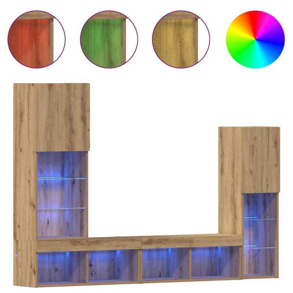 vidaXL TV-kast 4 st artisanaal eikenkleurig Bewerkt hout, foto 4