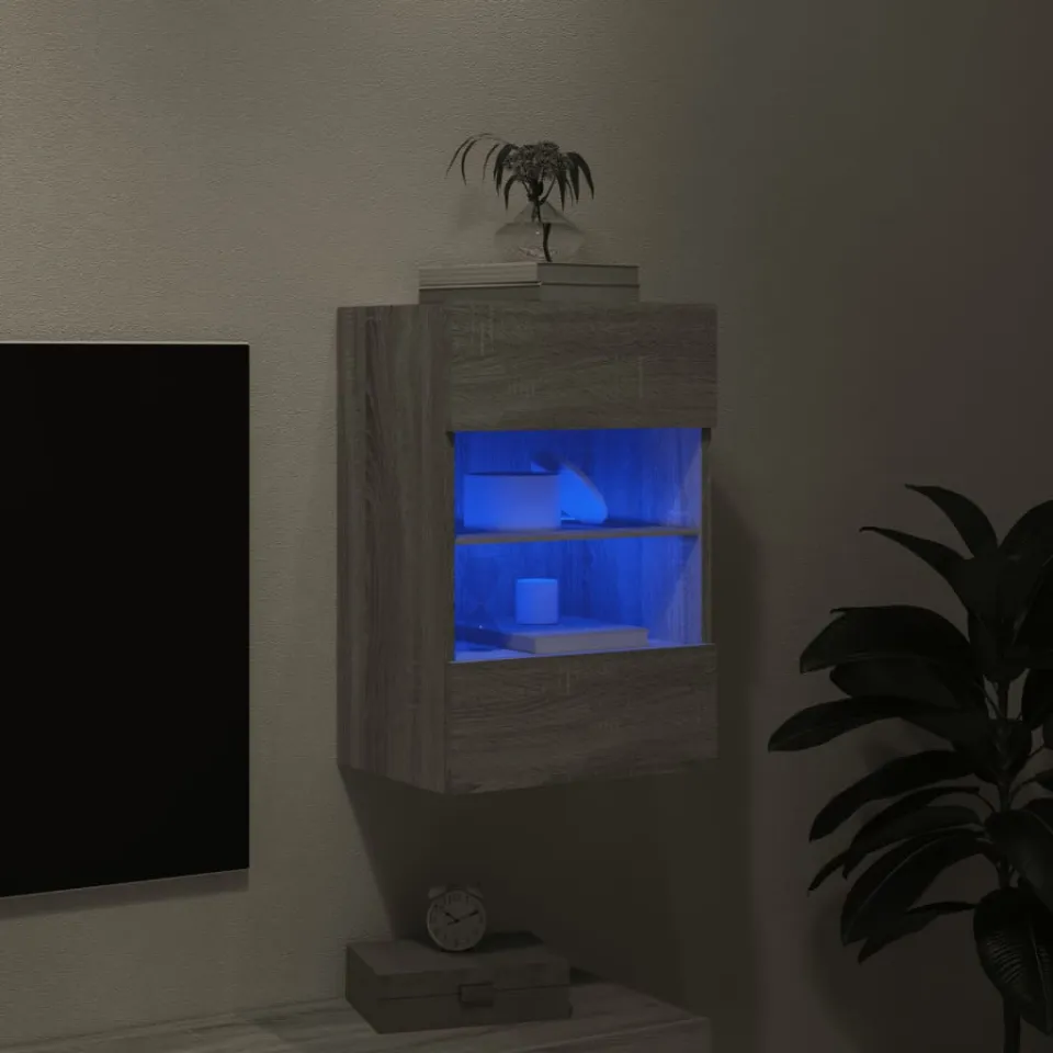 vidaXL Tv-wandmeubel met LED-verlichting 40x30x60,5 cm grijs sonoma, foto 4
