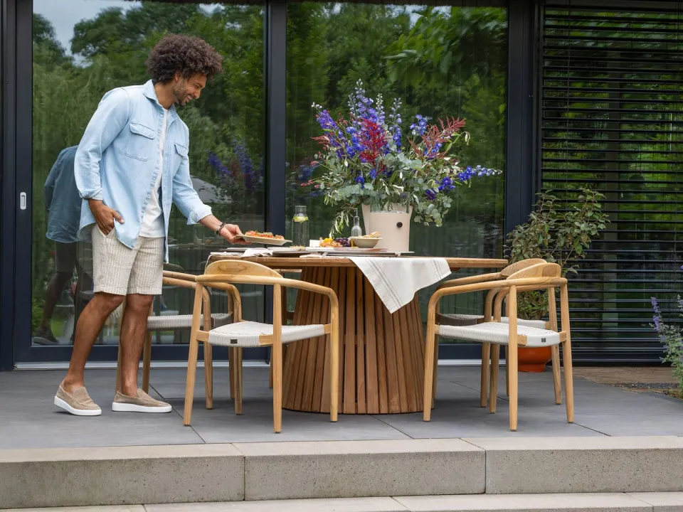Bellagio tuinmeubelen Bellagio Santa Severina dining tuintafel ø180cm (h: 76cm) bruin, foto 4
