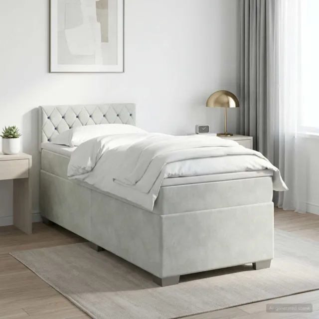 vidaXL Boxspringbed met matras Lichtgrijs 80 x 200 cm Fluweel