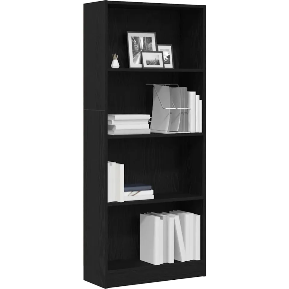vidaXL Boekenkast 60 x 24 x 143 cm Bewerkt hout Zwart Eiken