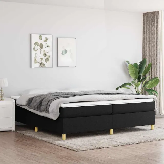 vidaXL Boxspring met matras stof zwart 200x200 cm