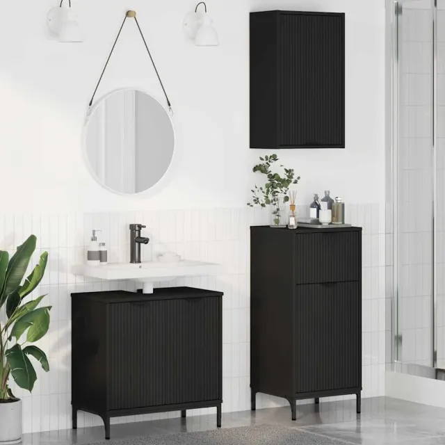 vidaXL Badkamermeubelset 3 st Zwart 39,5 x 36 x 88 cm