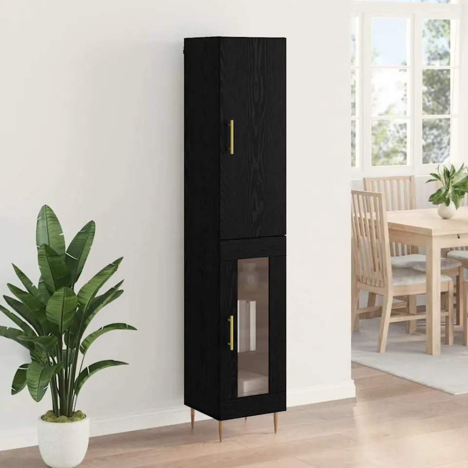 vidaXL Hoge kast 2 st Zwart Eiken 34,5 x 34 x 180 cm Bewerkt hout, foto 4