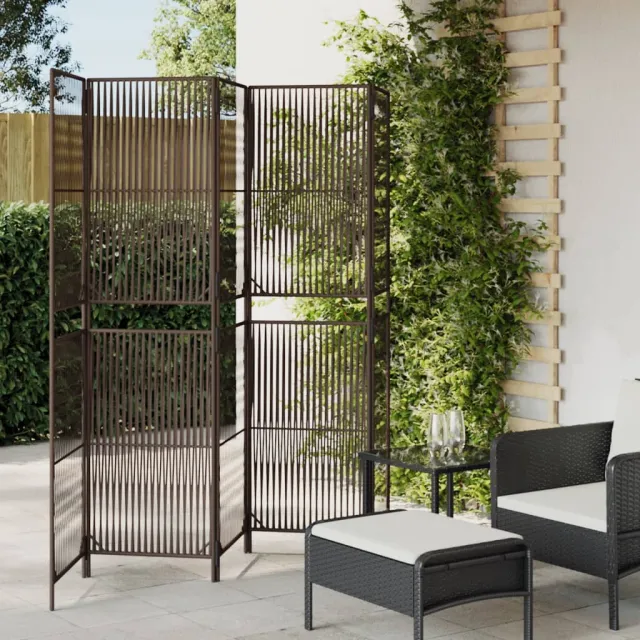 vidaXL Kamerscherm 5 panelen poly rattan bruin, foto 2