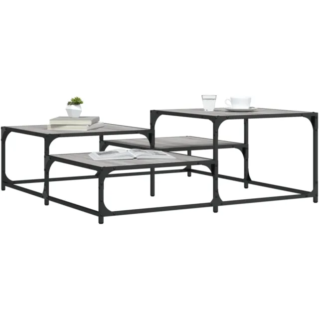 vidaXL Salontafel 107x107x40 cm bewerkt hout grijs sonoma eikenkleurig, foto 2