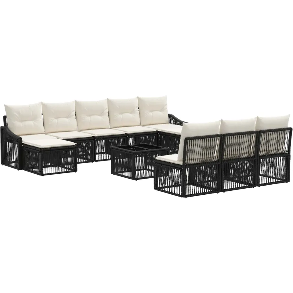 vidaXL Tuinbankenset 11 st Zwart poly rattan