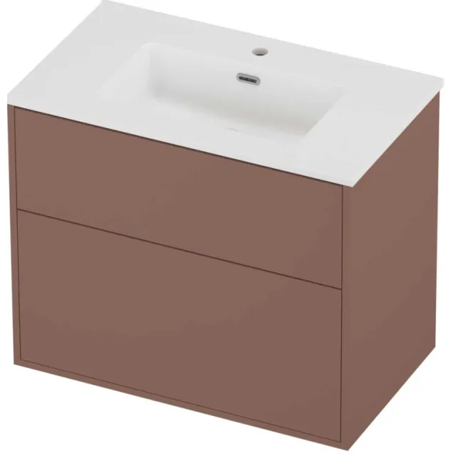 Proline Tribute Badmeubelset Porselein Elegant In Kader 80x46x67 cm Mat White Beauty Blush Rosé Goud