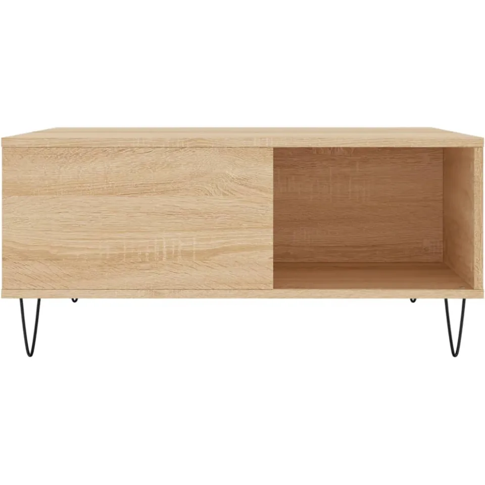 vidaXL Salontafel 80x80x36,5 cm bewerkt hout sonoma eikenkleurig Bruin