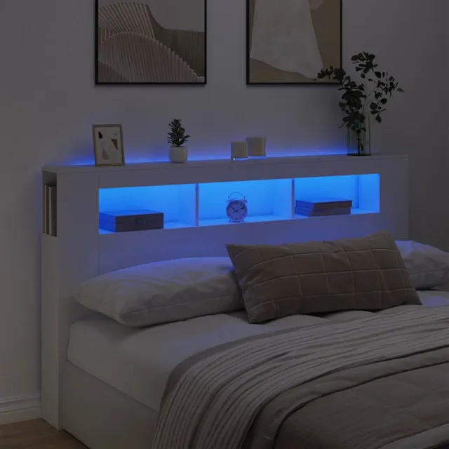 vidaXL Hoofdeinde met LED 180x18,5x103,5 cm bewerkt hout wit