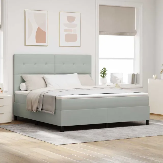 vidaXL LED Box Spring Bed Lichtgrijs 180 x 200 cm Fluweel
