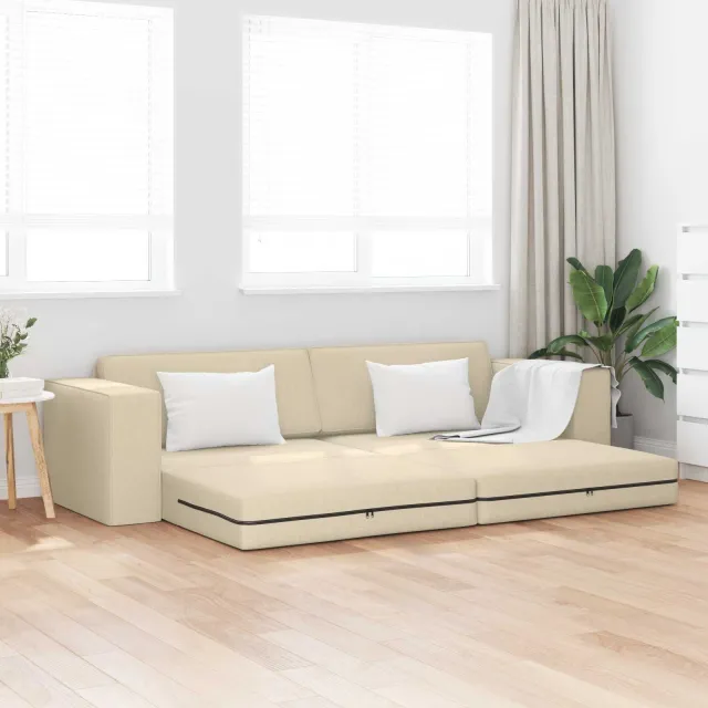 vidaXL Slaapbank Crème 245 x 78 x 77 cm Stof