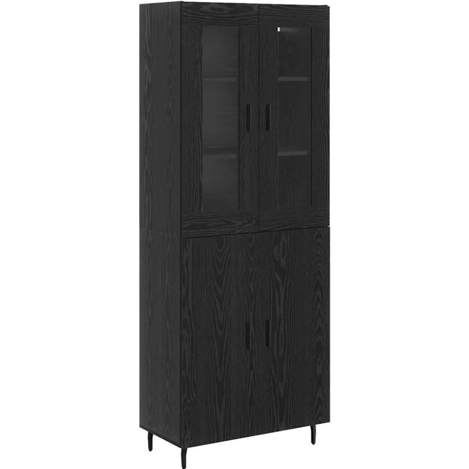 vidaXL Hoge kast 2 st Zwart Eiken 69,5 x 34 x 180 cm Bewerkt hout, foto 3