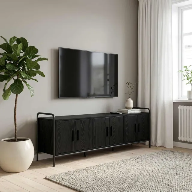 vidaXL Tv-meubel 146 x 33 x 50 cm Zwart eiken Bewerkt hout