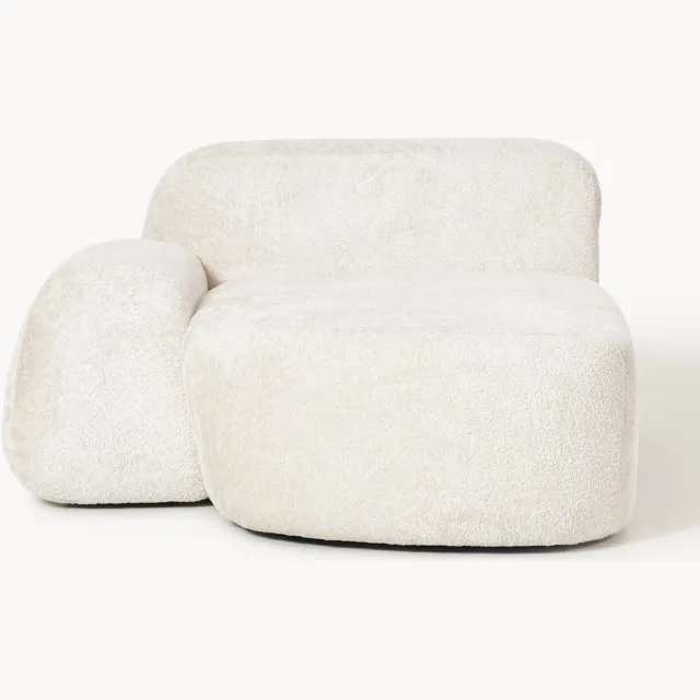 Westwing Collection Teddy bouclé chaise-hoekmodule Wolke Wit