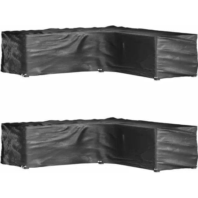 vidaXL Tuinmeubelhoezen L-vormig 2 st 16 oogjes 250x250x70 cm Zwart