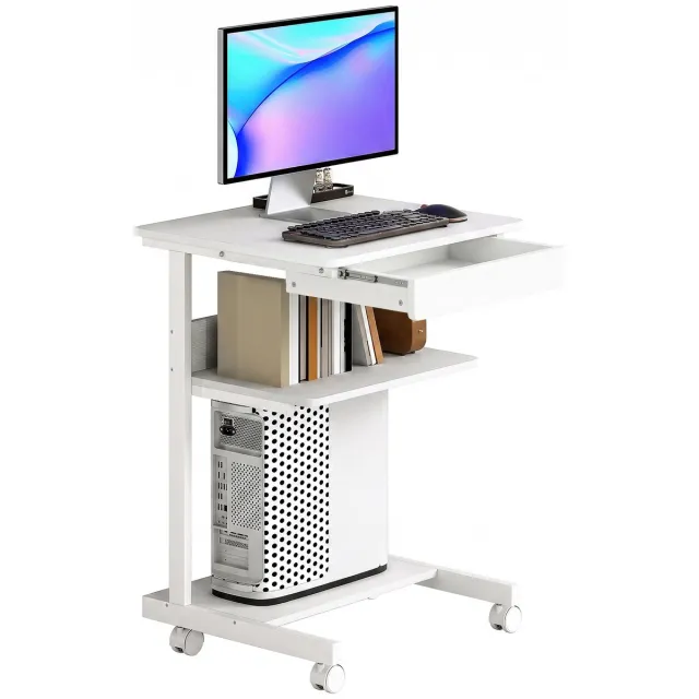 Homcom Computer Desk-Spanplatte, Metall-56L x 51B x 79H cm-Weiß Wit;