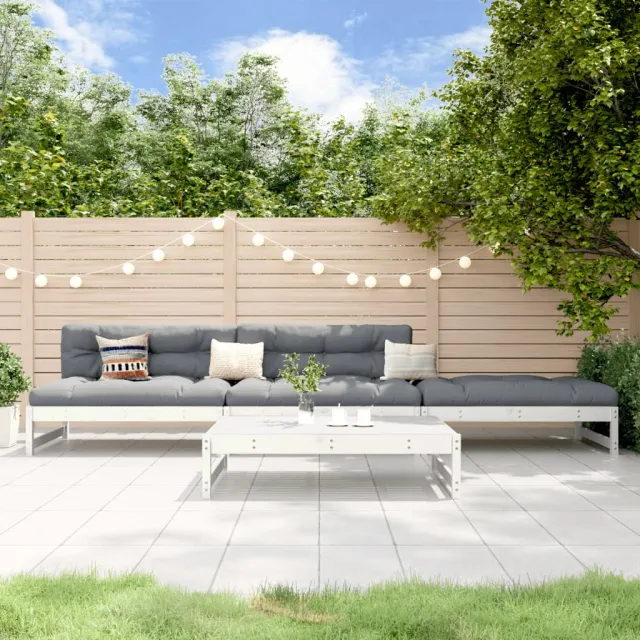 vidaXL 4-delige Loungeset massief grenenhout wit