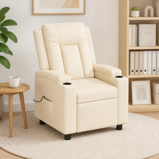 vidaXL Massage-relaxstoel Crèmekleurig 75 x 95 x 100 cm Stof, foto 2