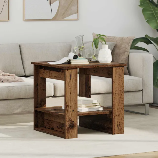 vidaXL Salontafel Oudhout 51 x 50 x 50 cm Bewerkt hout Bruin