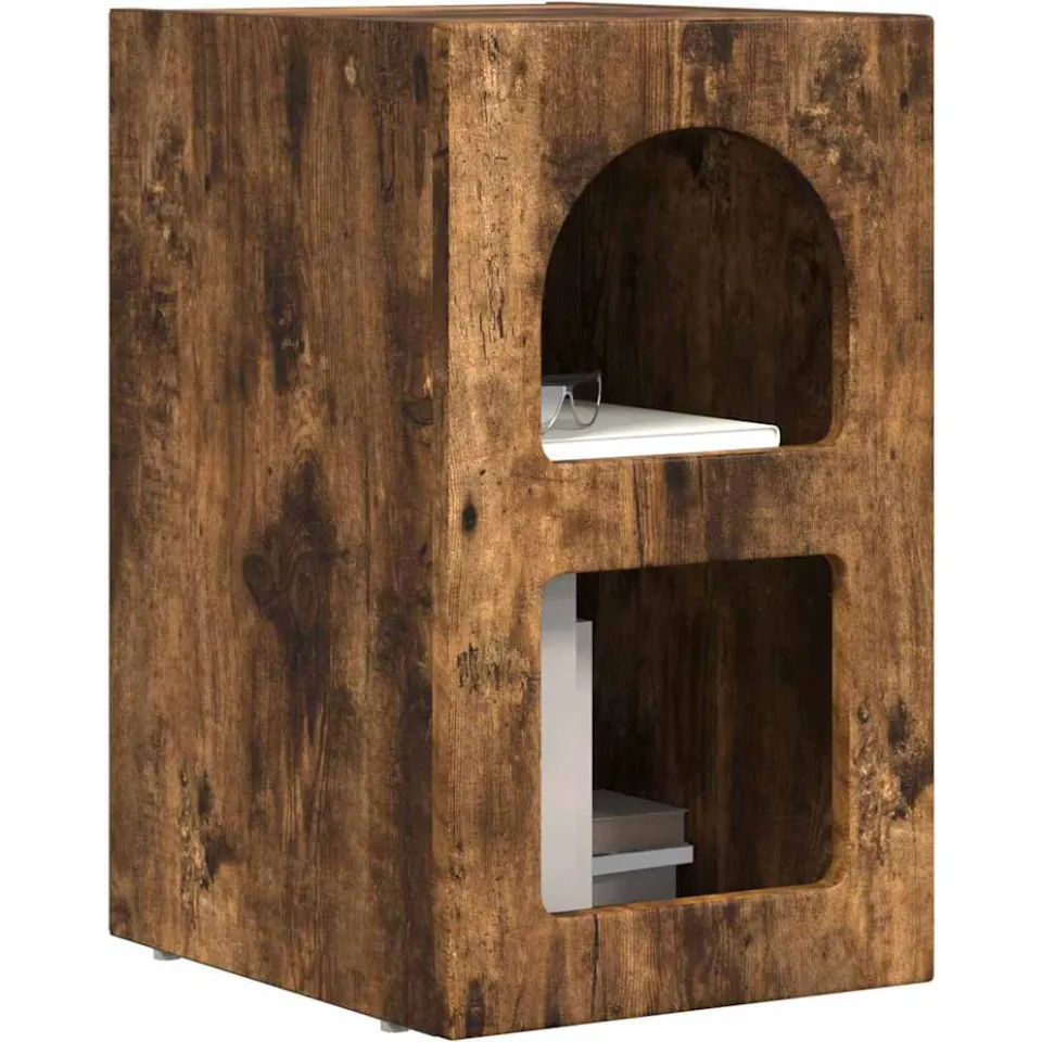 vidaXL Nachtkastje ELST Gerookt eiken 29,5 x 33,5 x 50 cm Bewerkt hout, foto 2