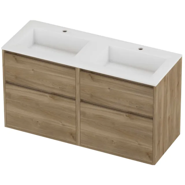Proline Aristo Badmeubelset Polystone Elegant 4 Laden 120x46x67 cm Glans Wit Cider Oak Eiken
