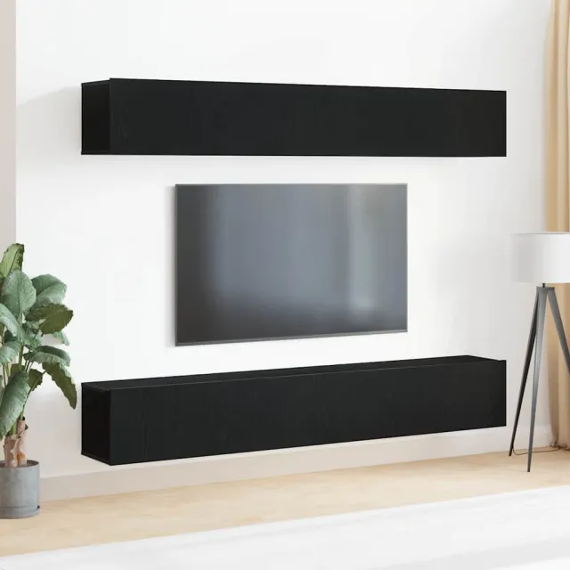 vidaXL Tv-meubelset 4 st 100 x 30 x 30 cm Zwart Eiken