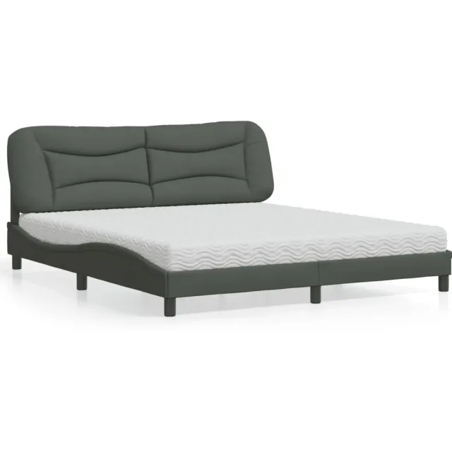 vidaXL Bed met matras "Hvar" stof donkergrijs 180x200 cm