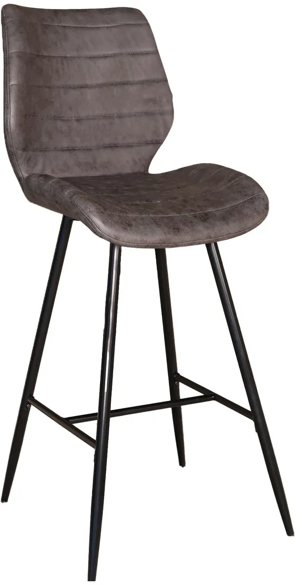 Lizzely Garden & Living SET DEAL: 4 stuks Barkruk industrieel Corinne antraciet microvezel barstoel