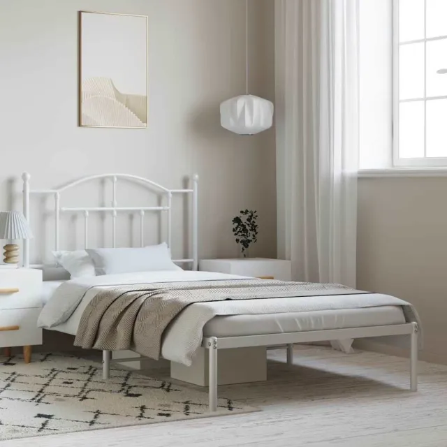 vidaXL Bedframe met hoofdbord metaal wit 100x190 cm