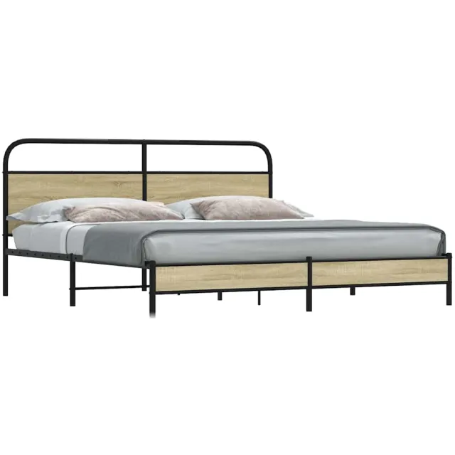vidaXL Bedframe zonder matras metaal sonoma eikenkleur 200x200 cm