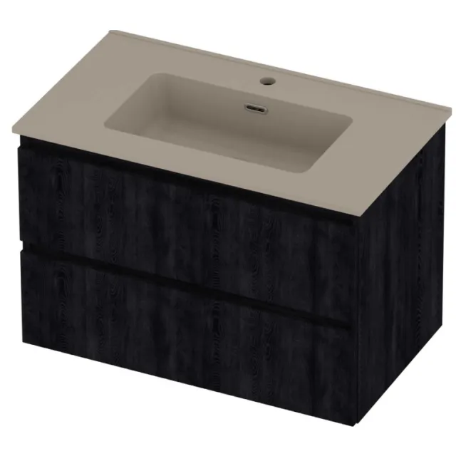 Proline Tribute Badmeubelset Porselein Elegant 1 Gat 80x46x54 cm Mat Crème Cotton Charcoal Oak Eiken