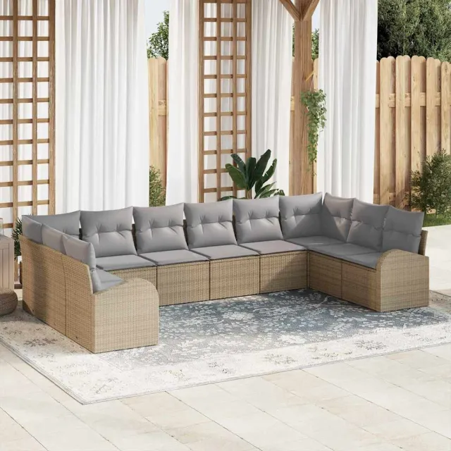 vidaXL Bankstel 10 st Beige [Synthetisch]: Polyrattan, foto 2
