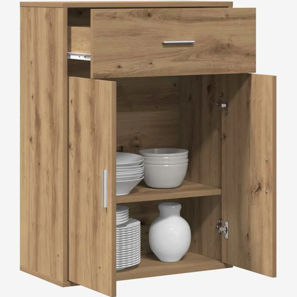 vidaXL Dressoir Artisan Eiken 60 x 30 x 84 cm Bewerkt hout, foto 3