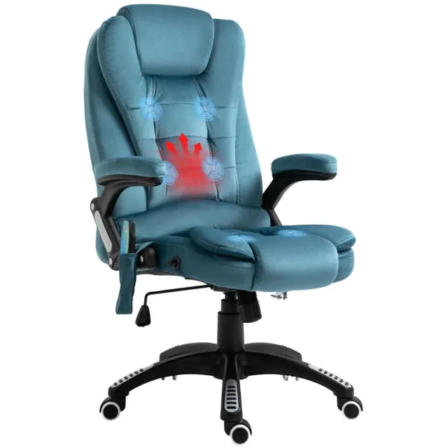 ZYLARO Ergonomische Bureaustoel met Massagefunctie & Verwarming - In Hoogte Verstelbaar - Max. kanteling 130° - 360° Draaibaar - Kantoorstoel - Gamestoel - Volwassenen Stoel - Directiestoel - Computerstoel - Blauw
