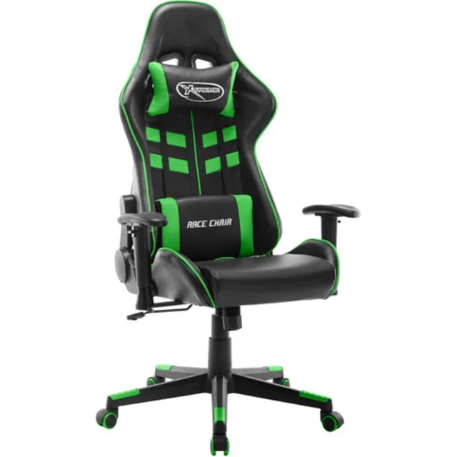 vidaXL Gamestoel - kunstleer - zwart - en - groen zwart en groen