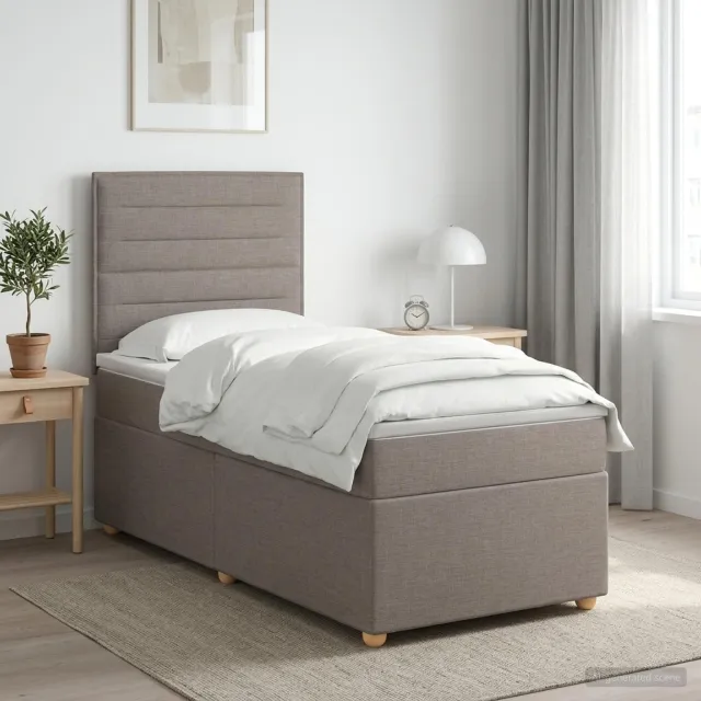vidaXL Boxspringbed met matras met hoofdeinde Taupe 100 x 200 cm Stof