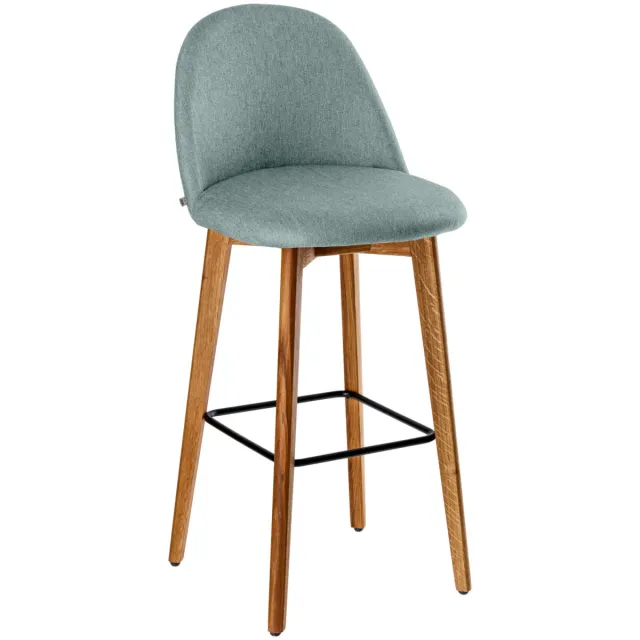 Vega Barstoel Alwin; 47x48x111 cm (BxDxH); zitting lichtblauw, frame eiken/naturel