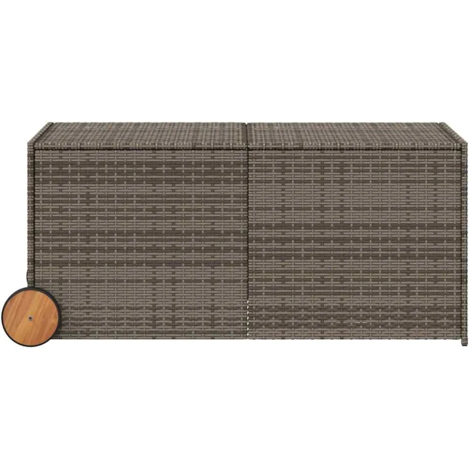 vidaXL Tuinbox met wielen 283 L poly rattan grijs, foto 4