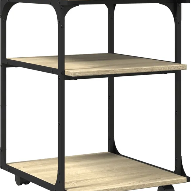 vidaXL Printerkastje - 3-laags - 43x48x64 - cm - bewerkt - hout - sonoma - eiken sonoma eiken